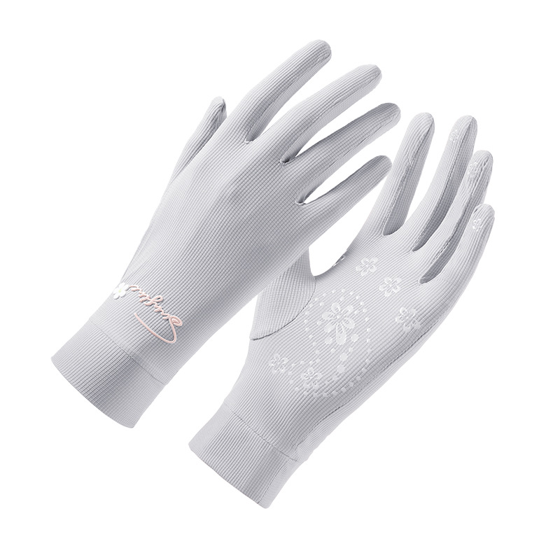 Guantes de protección solar para mujer, verano al aire libre, fresco y transpirable, conducción, conducción, deportes antideslizantes, fitness, correr, guantes de seda de hielo