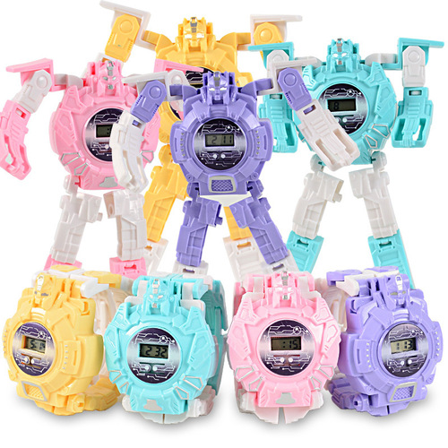 Cross-border creative cartoon children's transforming robot electronic watch toy kindergarten gift prizes wholesale