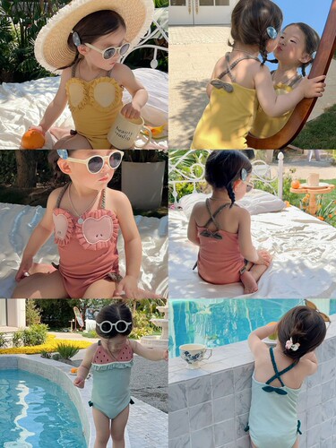 ins new 23 summer do baby cute fruit suspender one-piece swimsuit girls lace quick-drying vacation swimsuit