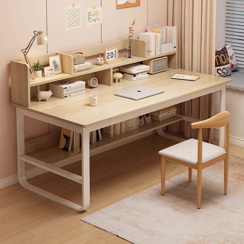 Computer desk with bookshelf, desktop home-use integrated writing desk, simple student study desk, minimalist bedroom office desk