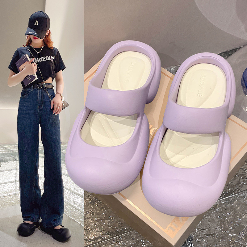 Women's Summer Outer Wear Fashionable Baotou New Thick-Soled Non-Slip Indoor Home Cute Simple Versatile Seaside Sandals and Slippers