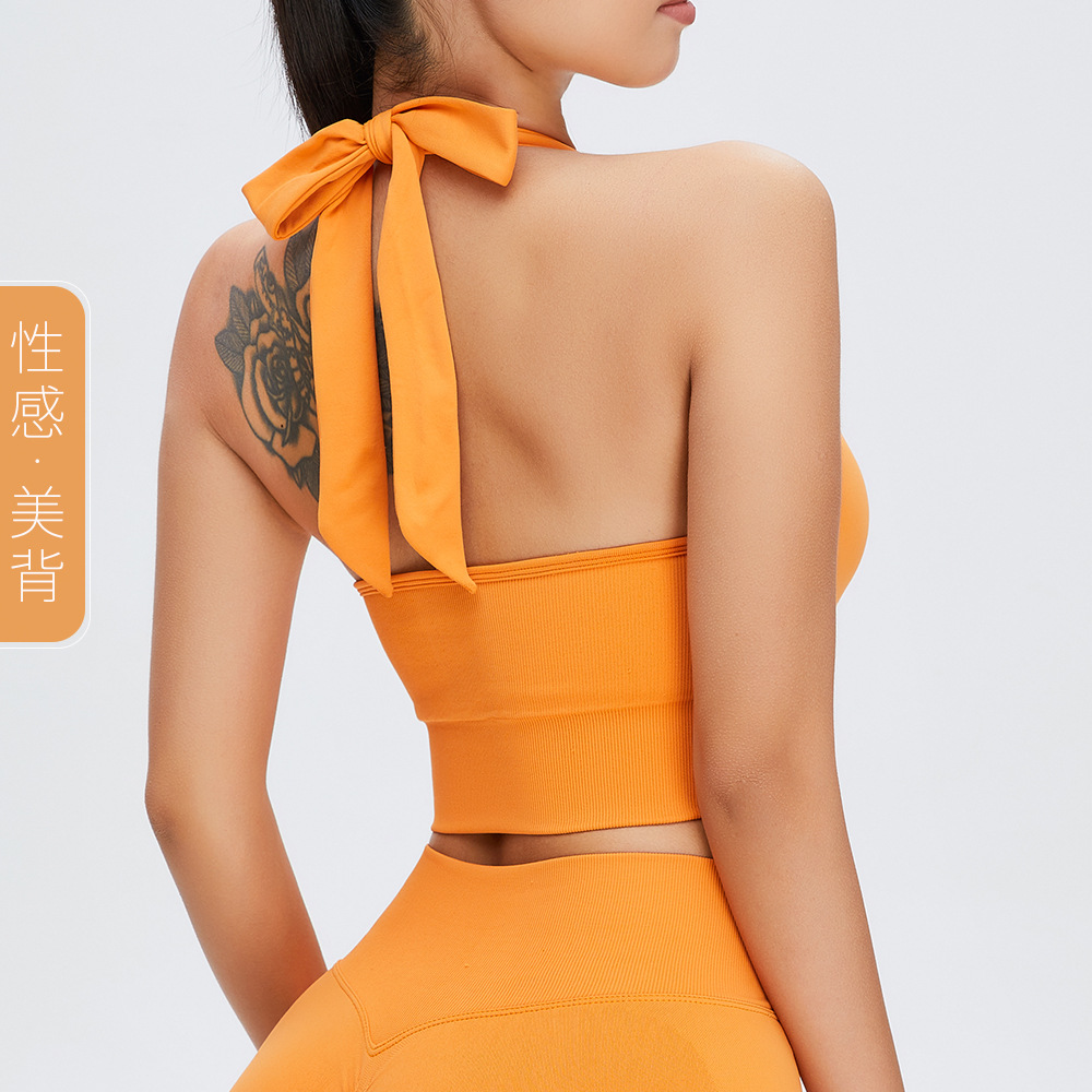 Primavera transfronteriza y verano nuevo Sujetador deportivo sin costuras Correa desnuda Chaleco de yoga versátil fitness ropa interior deportiva en stock