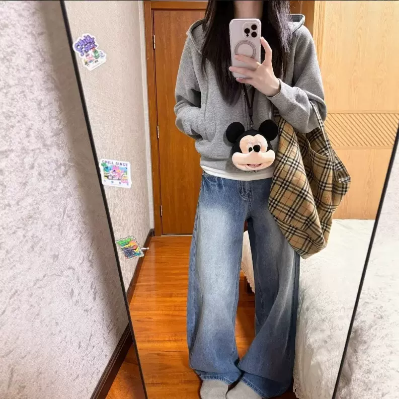 灰色短款卫衣外套女秋季大衣内搭正肩韩系氛围感早秋天穿搭冬季