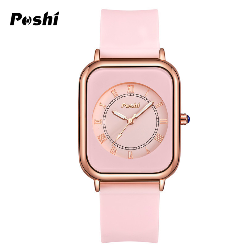 POSHI reloj de mujer popular cuadrado reloj de mujer TikTok Live impermeable de silicona par reloj de cuarzo reloj de mujer