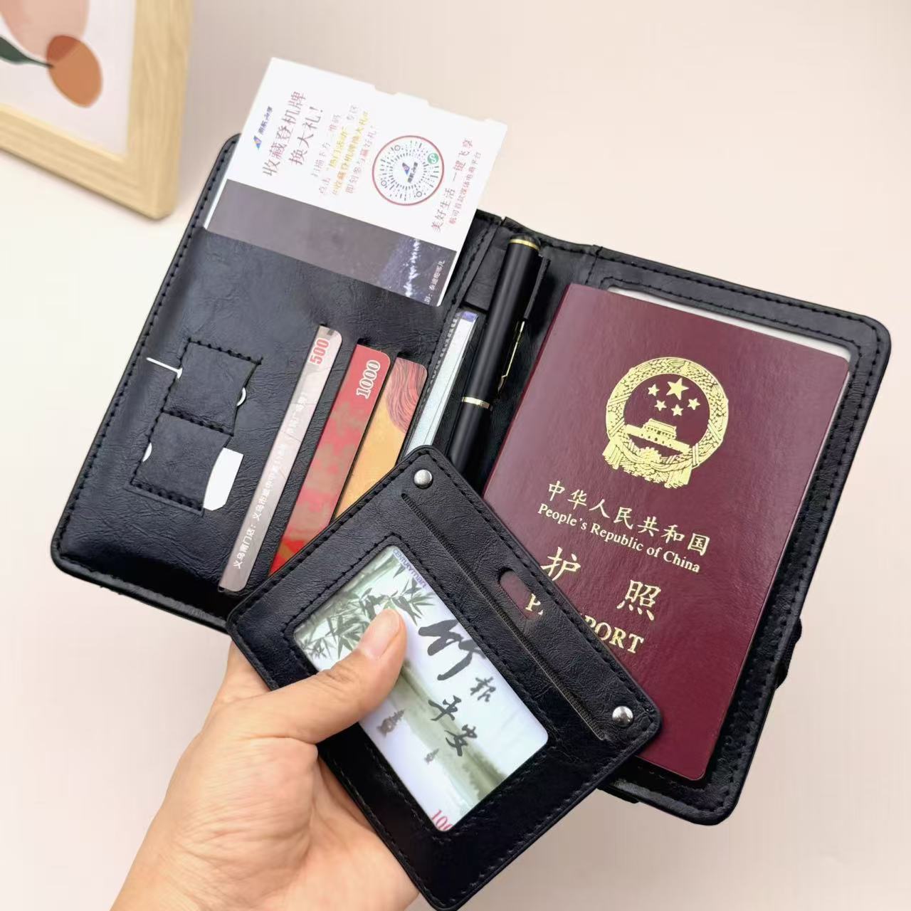 Fábrica directa antirrobo cepillo REID pasaporte bolsas tarjetas bolsas de billetes de avión bolsas de almacenamiento de viajes bolsas de almacenamiento de certificados multifuncionales