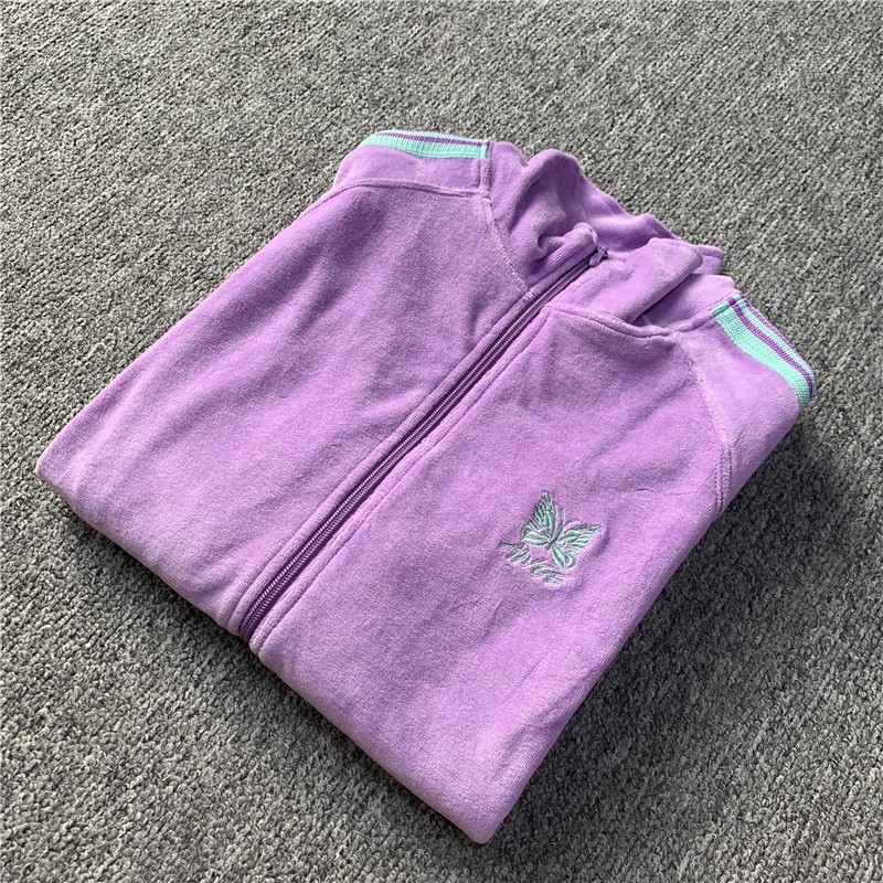 AGUJAS de PISTA de terciopelo bordado de la mariposa Japonés vintage cinta campus estilo de los hombres y las mujeres chaqueta de la chaqueta de deportes