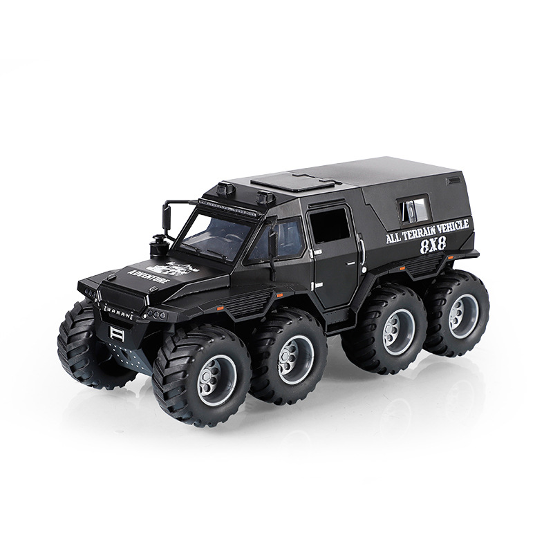 1:24 conquistador chamán 8X8 aleación modelo de coche tire hacia atrás sonido y luz off-road vehículo niño juguete Chenghai venta al por mayor