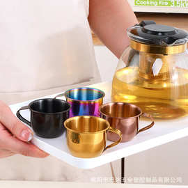 304不锈钢迷你杯子 小酒杯口杯茶杯咖啡杯随手杯带手把儿童小水杯