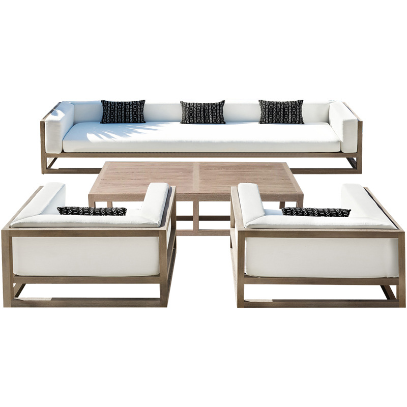 Conjunto de muebles de teca para exteriores, resistentes al agua y a los rayos UV, para patio, jardín, terraza, sofá de aluminio para balcón.