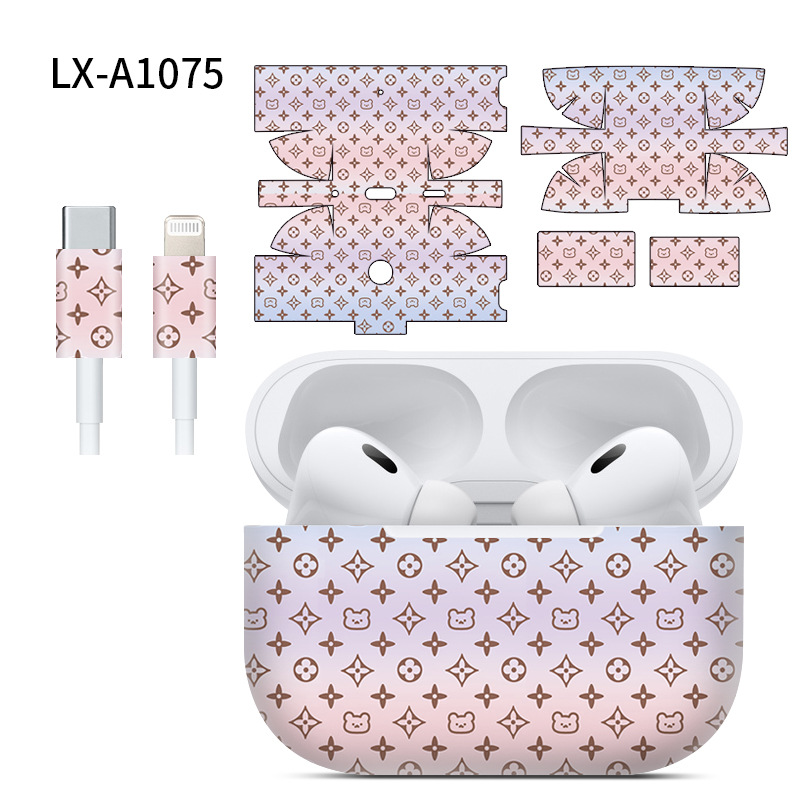 Adecuado para pegatinas de AirPods Pro2/Pro3, textura mate, película para auriculares Apple, película protectora de cobertura total