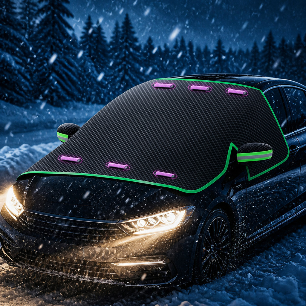 Thickened Car Snow Shield with Three-Window Coverage, Car Front Sun Shield, Snow-Proof Car Cover, Half-Cover for Snow and Dust Protection