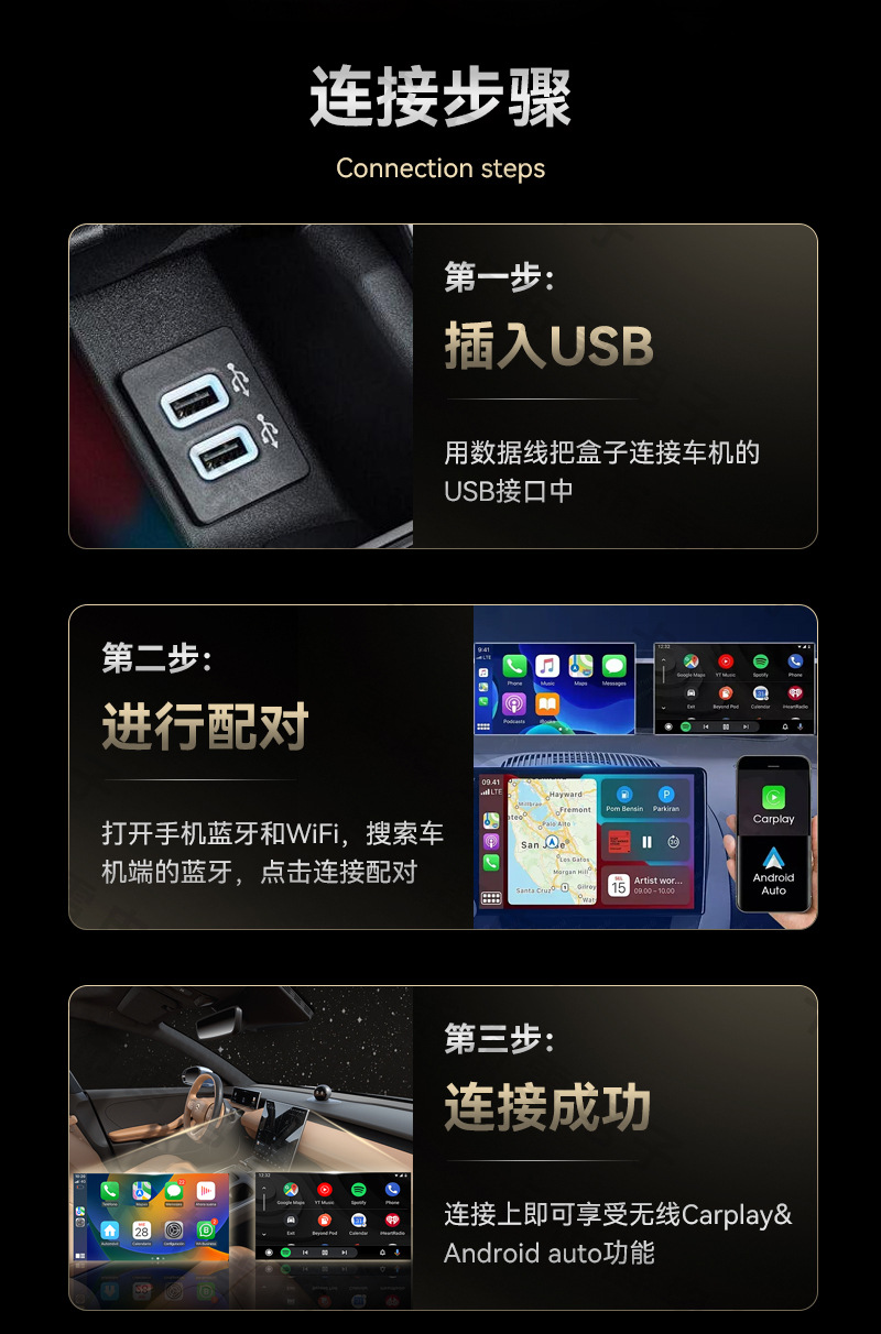 Cross-Border Two-In-One Carplay Converter, Car-Machine Connectivity Box, Button-Switching Smart Carplay Box