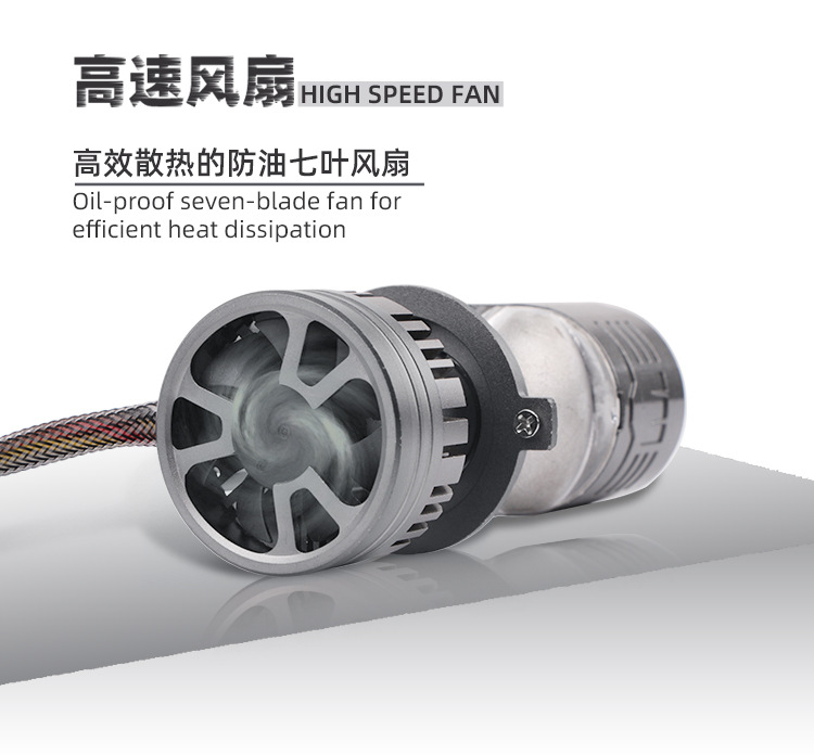 T90 Car Led Headlight with Lens, Integrated High and Low Beam, 120W Ultra-Bright Laser Headlight, Modified H4 Motorcycle Light