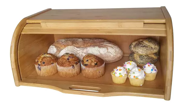 Bamboo wooden large bread box wooden storage box kitchen cabinet storage box bread roll top kitchen table storage box