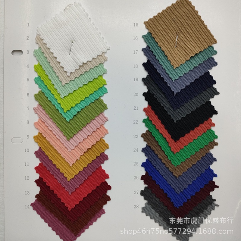 新款3*1丽莎条时装针织布 仿棉坑条罗纹裤装面料 粗针罗纹坑条布