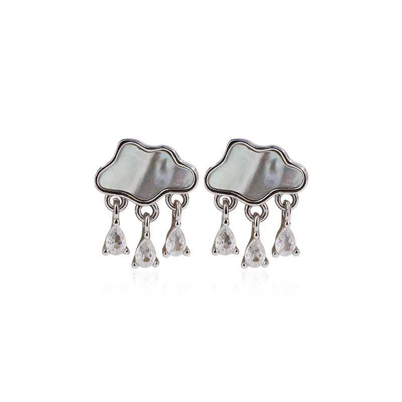 Nube Stud pendientes 925 pendientes de plata esterlina Shell borla hembra nicho diseño 2023 nueva luz de lujo de alto grado pendientes