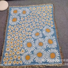花朵花卉文艺休闲毯沙发毯沙滩巾户外房车休闲盖毯装饰毯