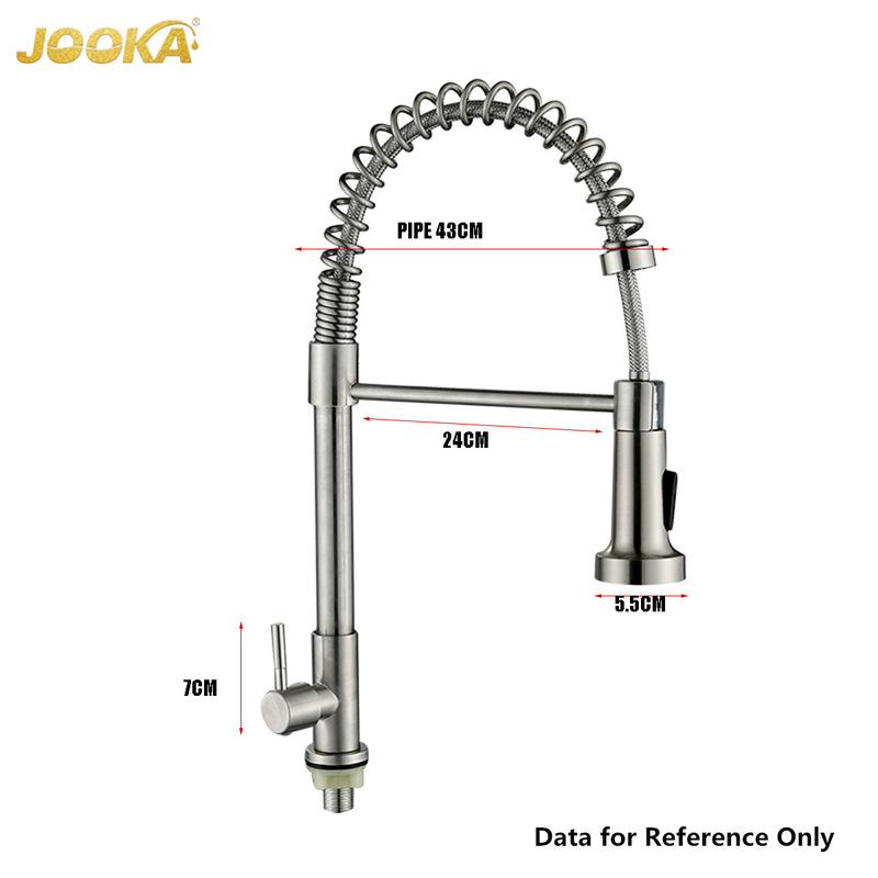 Nan'An Factory Direct Sales Brushed 201 Straight Round Vertical Sink Faucet with Flexible Pull-Out Water Outlet for Home Kitchen Sink