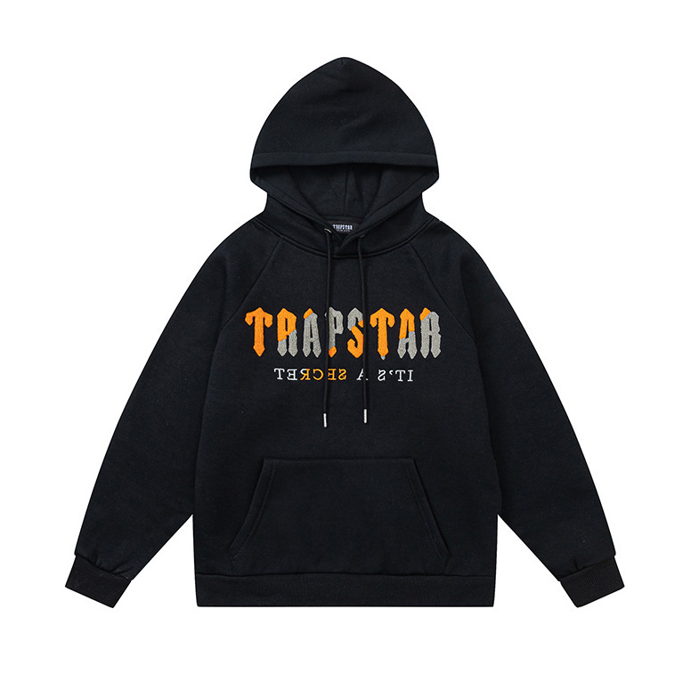 Trapstarタオル刺繍とベルベットの帽子付きガードルのジッパー付きズボンのカジュアルセット|undefined