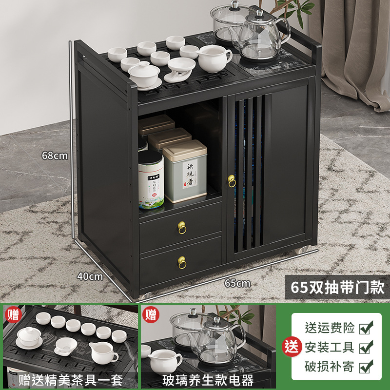 Mesa de té móvil balcón casa pequeña mesa de té carrito de té hervidor de agua integrado gabinete de té con ruedas mesa lateral de té juego de té traje