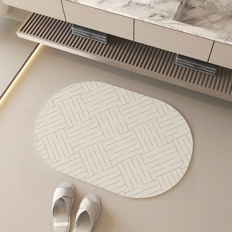 Modern Minimalist Diatomite Bathroom Bath Mat Non-slip Absorbent_voghion.com