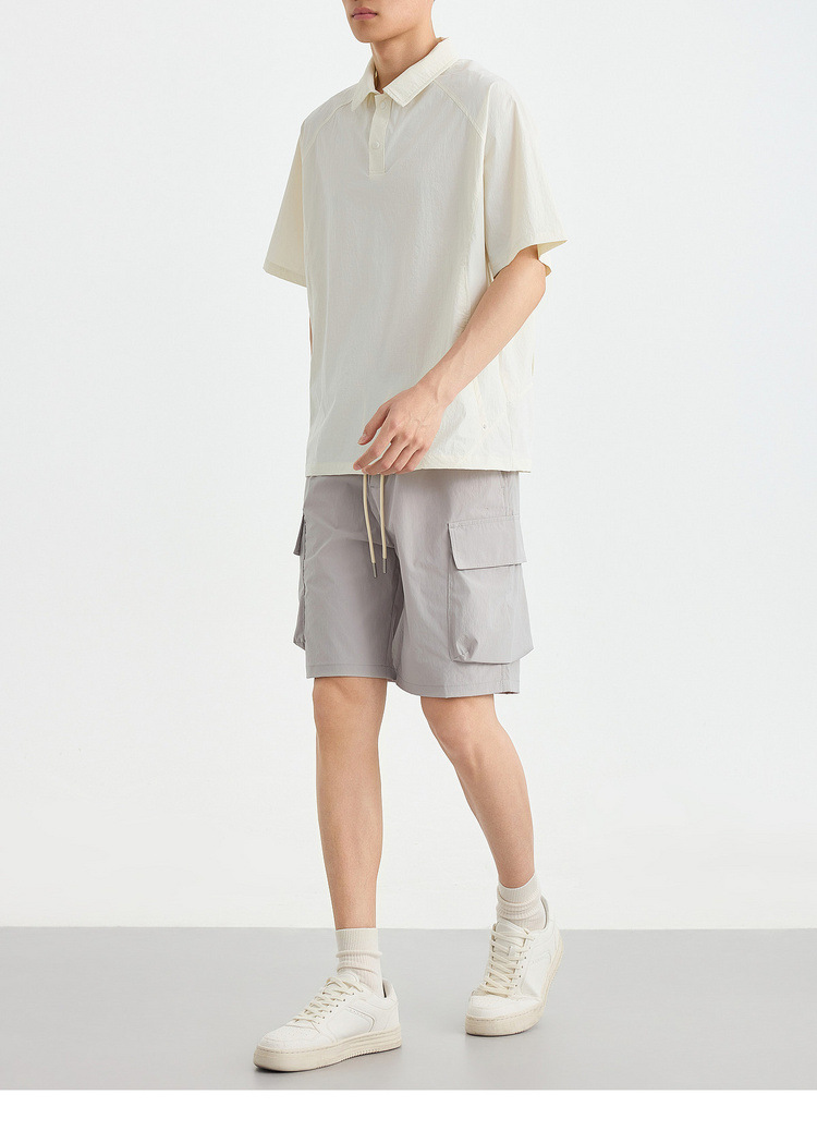 Áo polo nam tay raglan thể thao thành phố, chất liệu nhẹ khô nhanh — Màu trắng sữa chi tiết 19