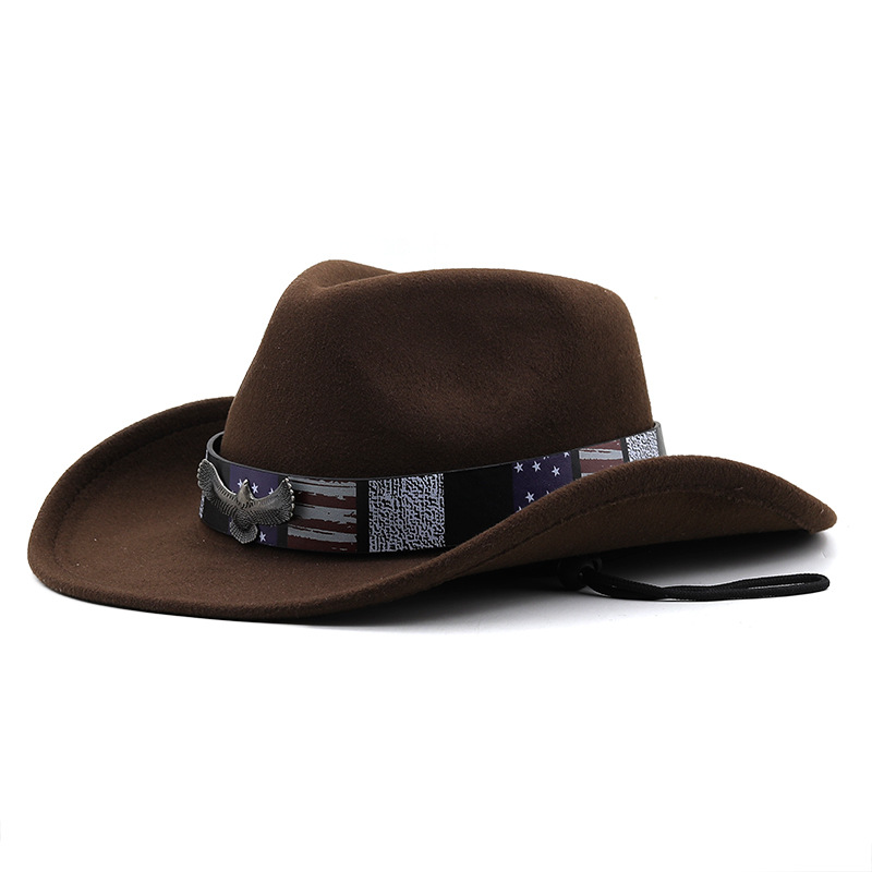 Unisex Cowboy Style Solid Color Wide Eaves Fedora Hat display picture 5