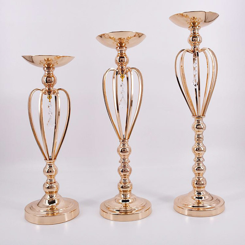 Dorado ceremonia oro hierro forjado props boda camino galvanizado corona etapa vasos de bienvenida área principal suministros de mesa candelabros
