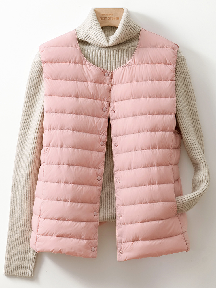 Velvet demi-season light and thin vest with down