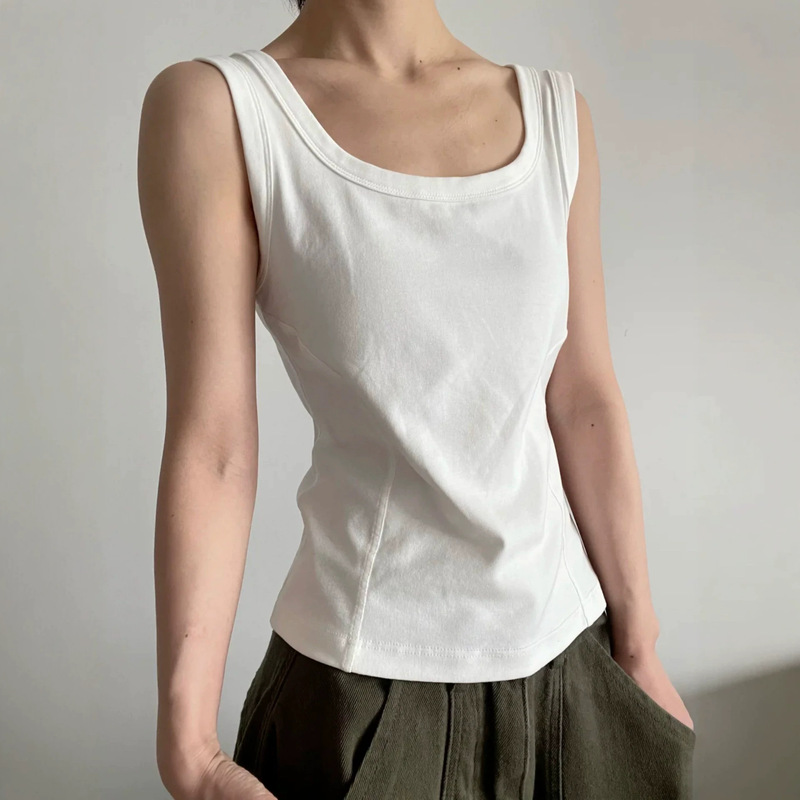 Korean-Style Slimming U-Neck Sleeveless Tank Top for Women, Summer New Model, Suitable for Layering or Wearing as Outerwear, Sports Camisole
