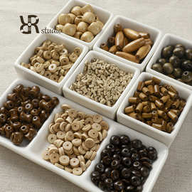 美拉德系列】木质散珠放块隔片珠子手串圆珠DIY材料手链项链桶珠