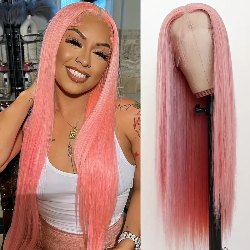 Antes de la peluca de encaje, estilo caliente de Amazon, cabello liso de longitud media para mujer, cabello esponjoso, natural y de moda completo, cabello al por mayor