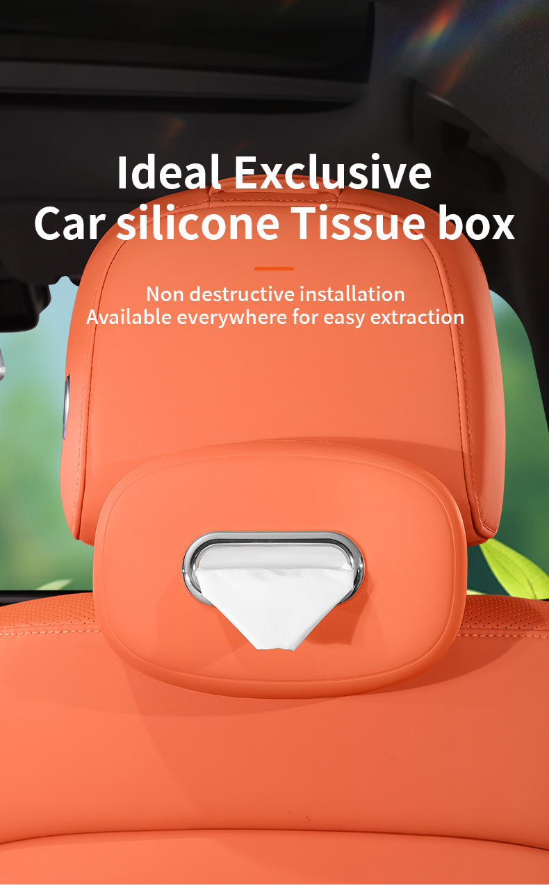 Cross-Border 3W Car-Mounted Tissue Box, Hanging Silicone Seat Tissue Storage Box Set, In-Car Center Console Armrest Tissue Box