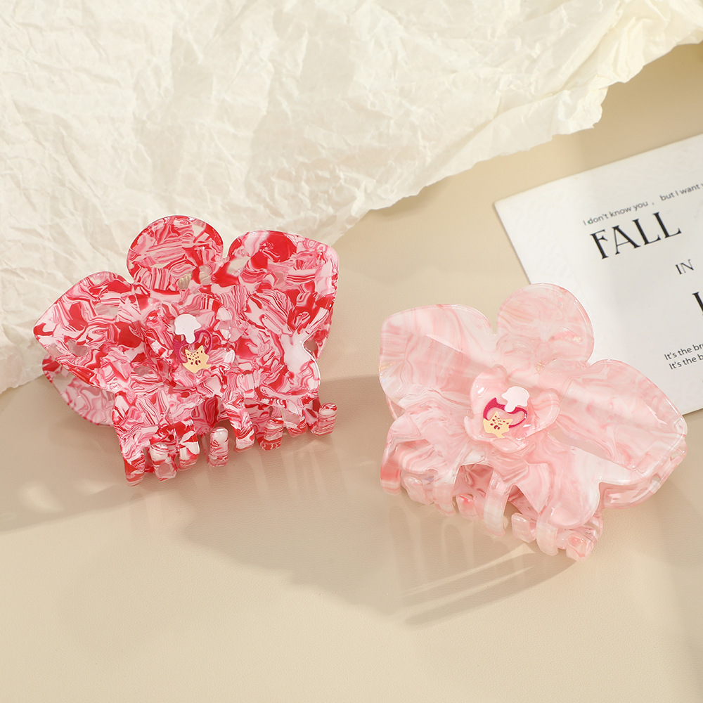 Korean Style New Flower Hairpin Acrylic Pvc Cute Creative Simple Shark Clip High Ponytail Hair Accessories Hairpin