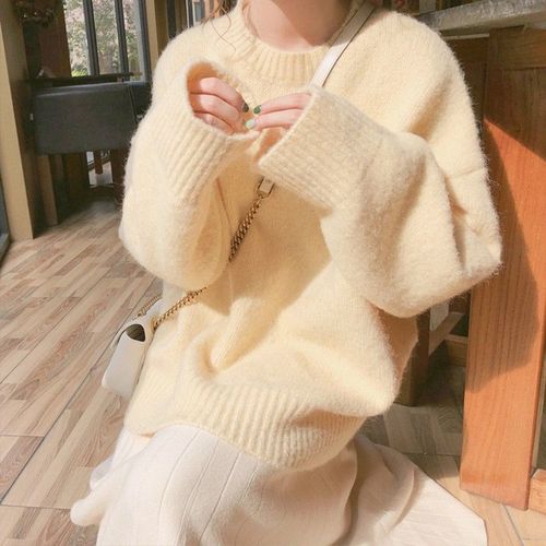 This year's popular best-selling women's autumn and winter new milk cute casual warm lazy style inner knitting sweater