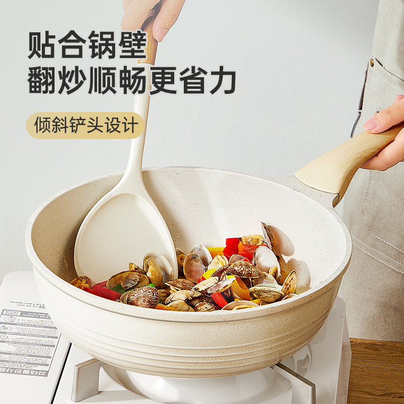 Cocina Dahuang pala de silicona resistente a altas temperaturas olla antiadherente de grado alimenticio especial para cocinar pala de silicona juego de colador de cuchara