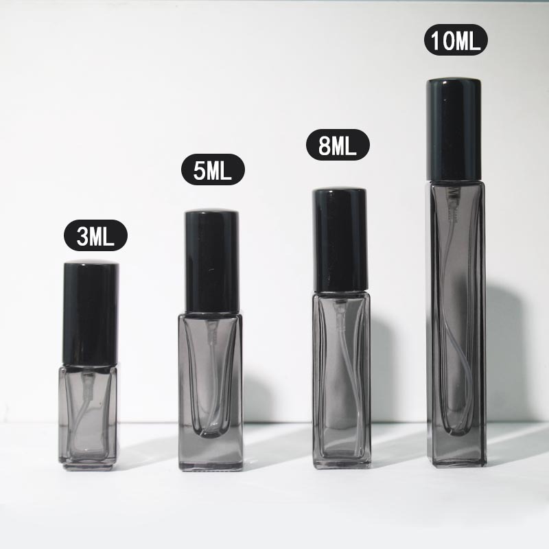 Botella de perfume premium 3ml 5ml 10ml botella de spray de perfume cuadrado portátil muestra botella de dispensador de perfume al por mayor