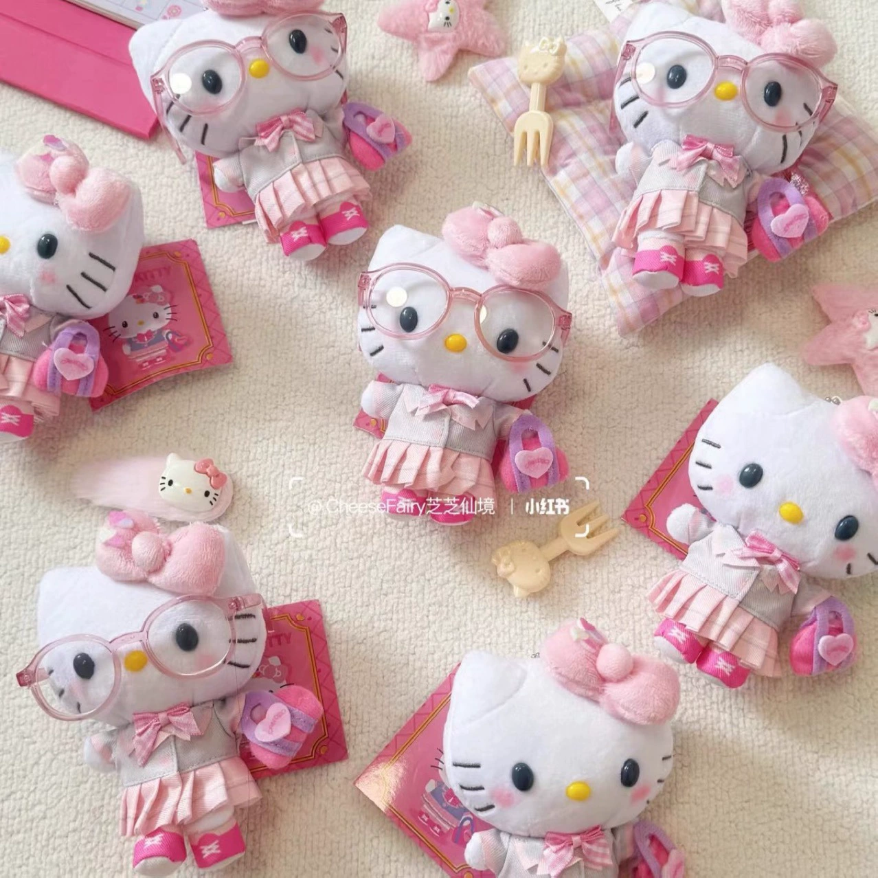 Hello Kitty, милые очки для учащихся начальной школы, кукла, аксессуар для рюкзака, подвеска