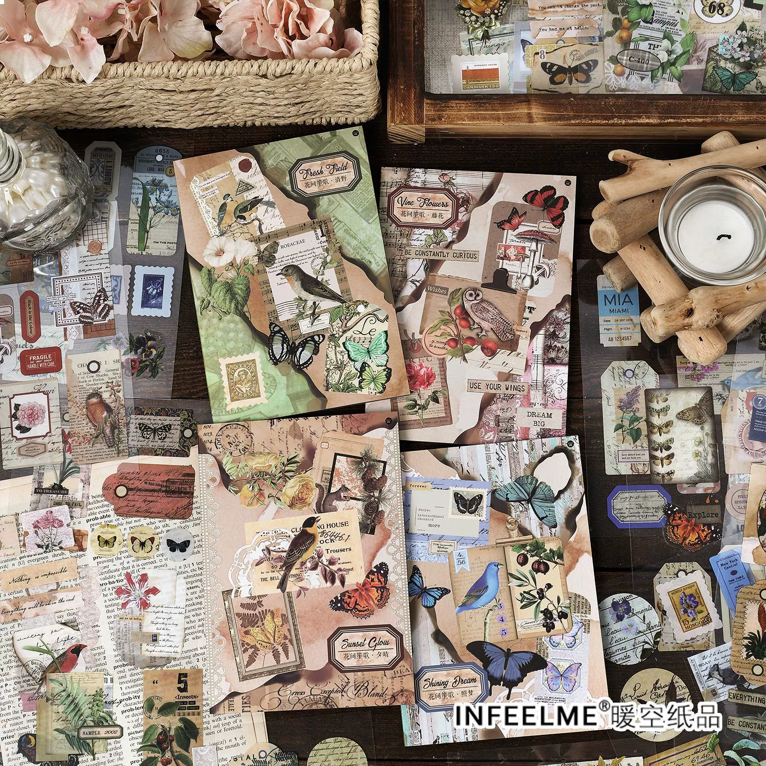 Наклейки InfeelMePet, серия Flower John Shengge, декоративный материал растение, почтовые 20 штук