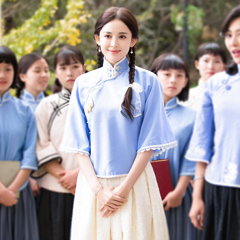 中華民国風学生服、5月4日青少年服、男女レトロ風卒業式制服、合唱朗読コンクールパフォーマンス服|undefined