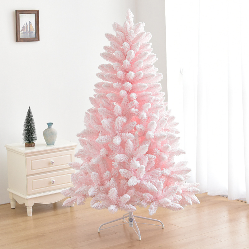 Cruzar la frontera nuevo lujo cifrado árbol de Navidad grande PE simulación árbol rosa azul macaron nieve árbol brillante Navidad