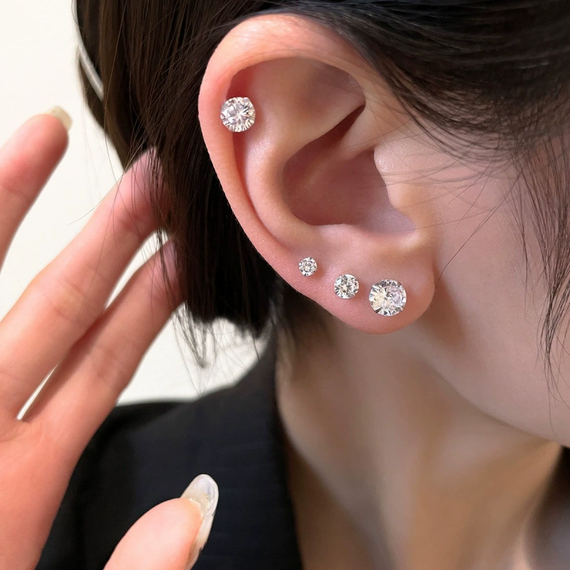Earrings, zirconium, brand ear clips, simple and elegant design, no pierced ears