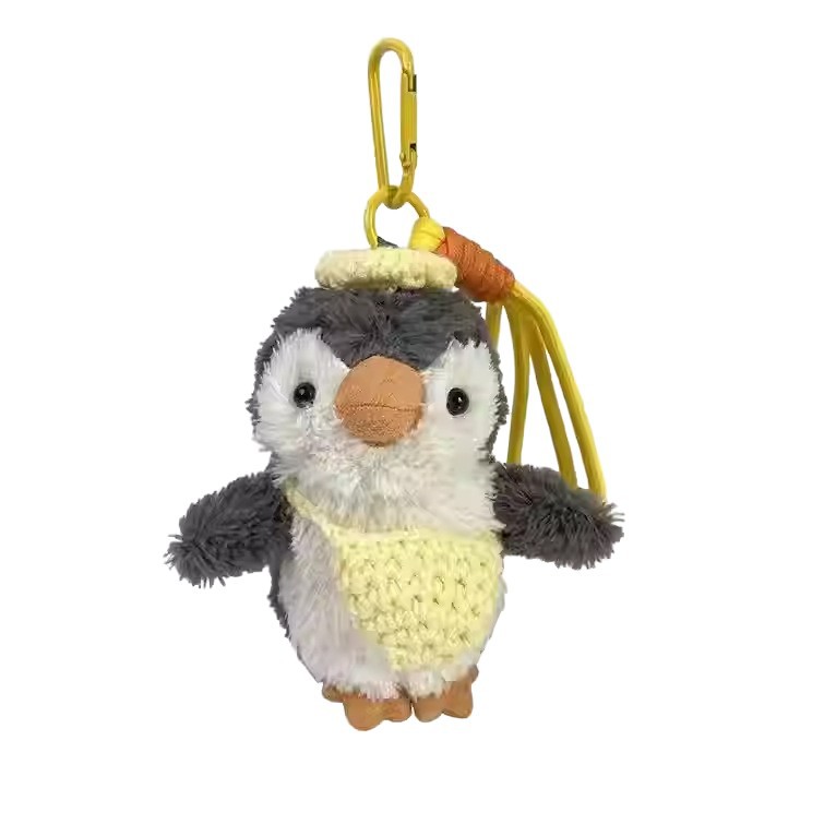 Cute cámara de dibujos animados pinguín vuelo muñeca colgante de alta calidad llavero de coche mochila colgante regalo