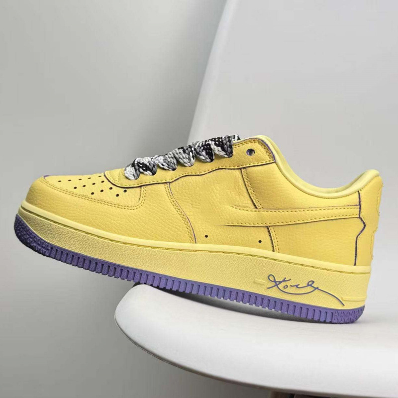 Putian pure original Air Force Kobe sneakers, Lakers yellow thick-soled casual sports shoes, AF1 zipper fashion trendy shoes for men and women