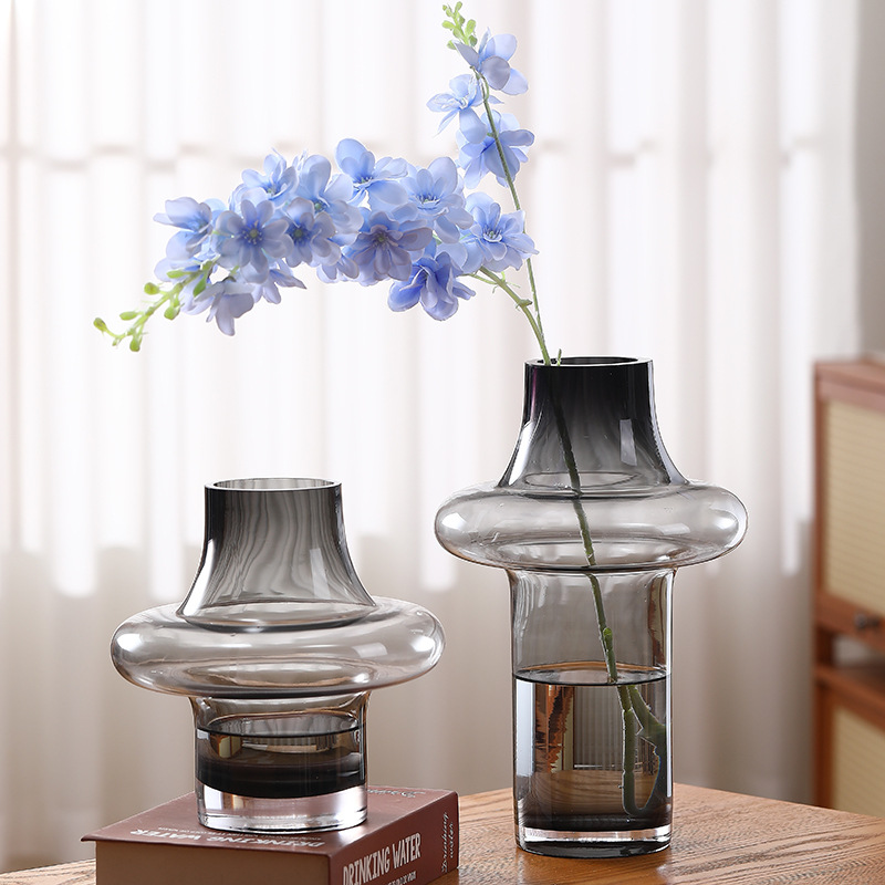Flores medievales vasos de vidrio artísticos de alto nivel decoración de flor de agua sala de estar flores secas arreglos de flores