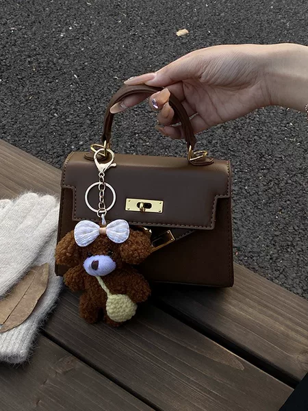 High-End Texture Platinum Bag Maillard Retro Handbag Women's Lock Versatile Crossbody Bag Trendy Kelly Small Square Bag