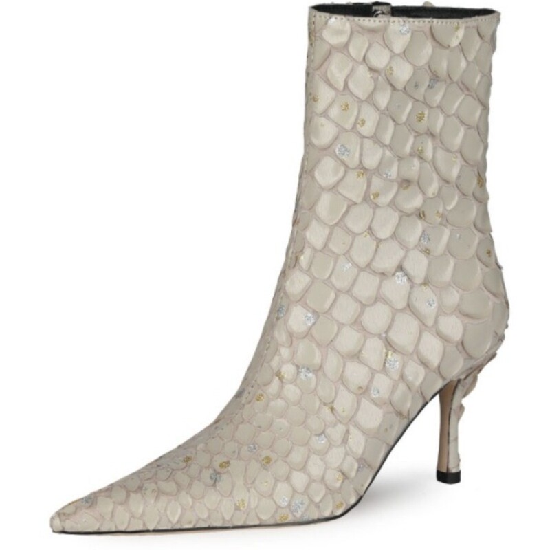 Special Clearance Sale: Discontinued Size 36 Beige Fish Scale Short Boots with Side Zipper, Pointed Toe, Ankle Boots, Fashion Boots, No Returns or Exchanges Special Clearance Sale: Discontinued Size 36 Beige Fish Scale Short Boots with Side Zipper, Pointed Toe, Ankle Boots, Fashion Boots, No Returns or Exchanges