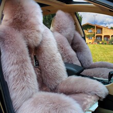 纯羊毛汽车坐垫冬季长羊毛短毛皮毛一体毛绒车垫汽车座套跨境