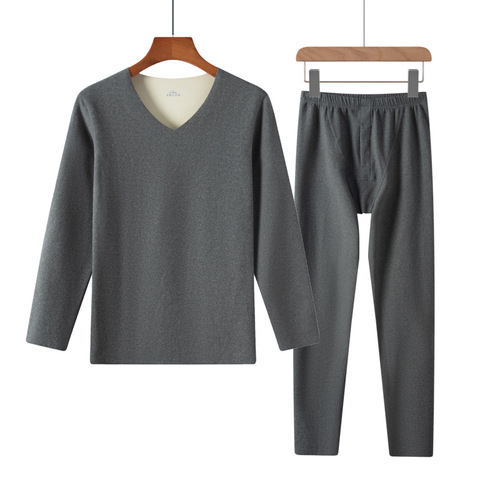 DeRong AB side warm suit men's underwear double-sided velvet women's inner layering shirt plus velvet thickened autumn clothes and long trousers