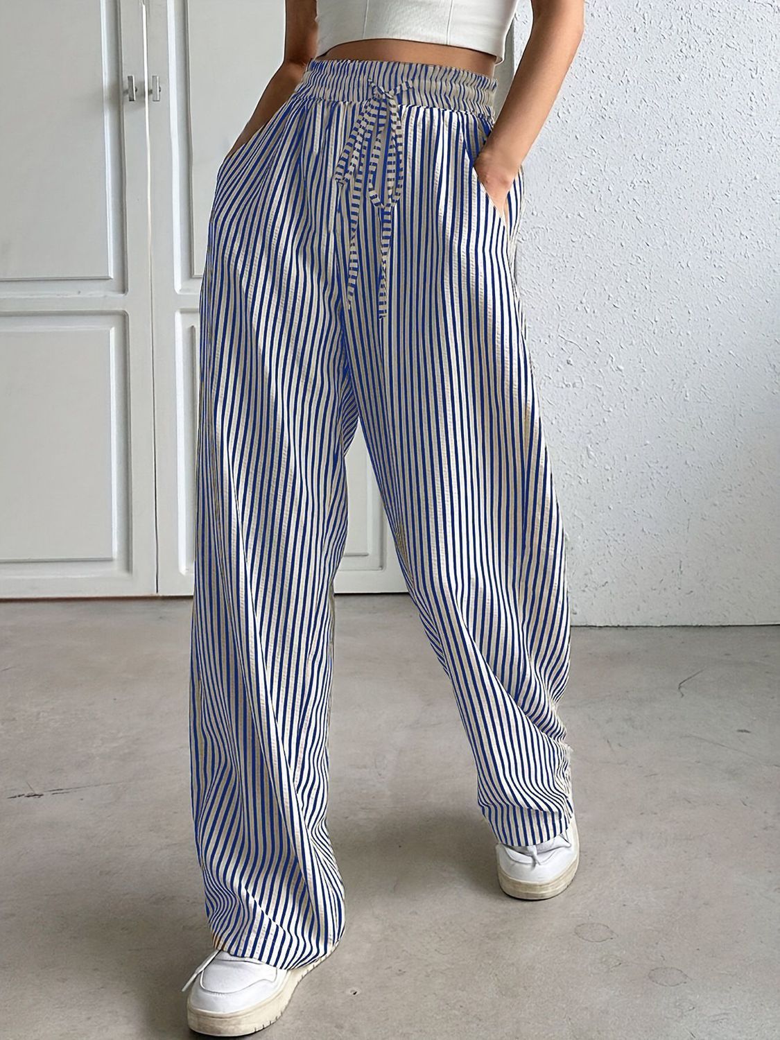 Women's Clothing Women's Clothing Women's Versatile Striped Casual Straight Leg Trousers Fashion Summer For Formal & Casual For Women_ecoleips.com